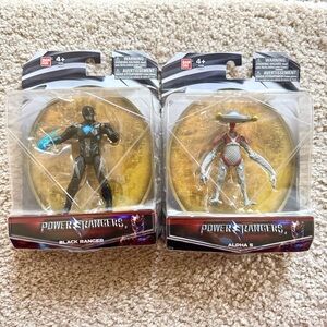 Lot Of 2 Power Rangers ALPHA 5 & Black Ranger NEW Mighty Morphin Action Movie